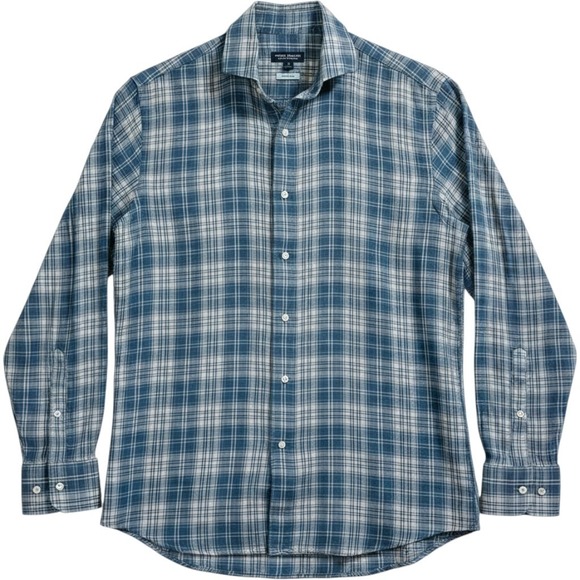 Peter Millar Other - $275 Peter Millar Italian Button Up Blue Plaid Flannel Men Medium Crown Crafted